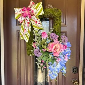 Floral Wreath with Pink and Blue